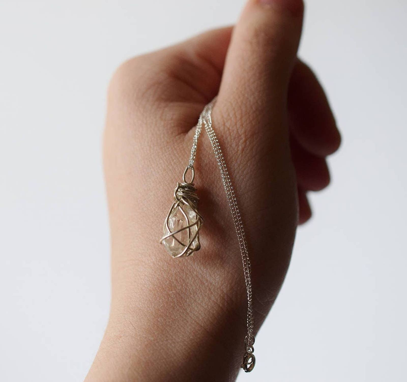 Diamond Necklace Sterling Silver Raw Diamond Necklace Rough Diamond Ne